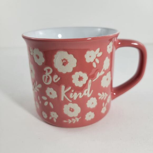 NEW Pink Floral Be Kind Large 16oz Coffee Cup Mug - Picture 1 of 5